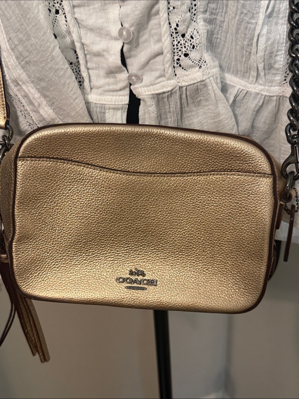 Coach Metallic Rose Gold Leather Crossbody